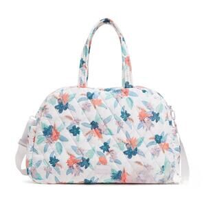 Vera Bradley NWT Ultralight Grand Traveler Bag Tropical Floral white blue coral